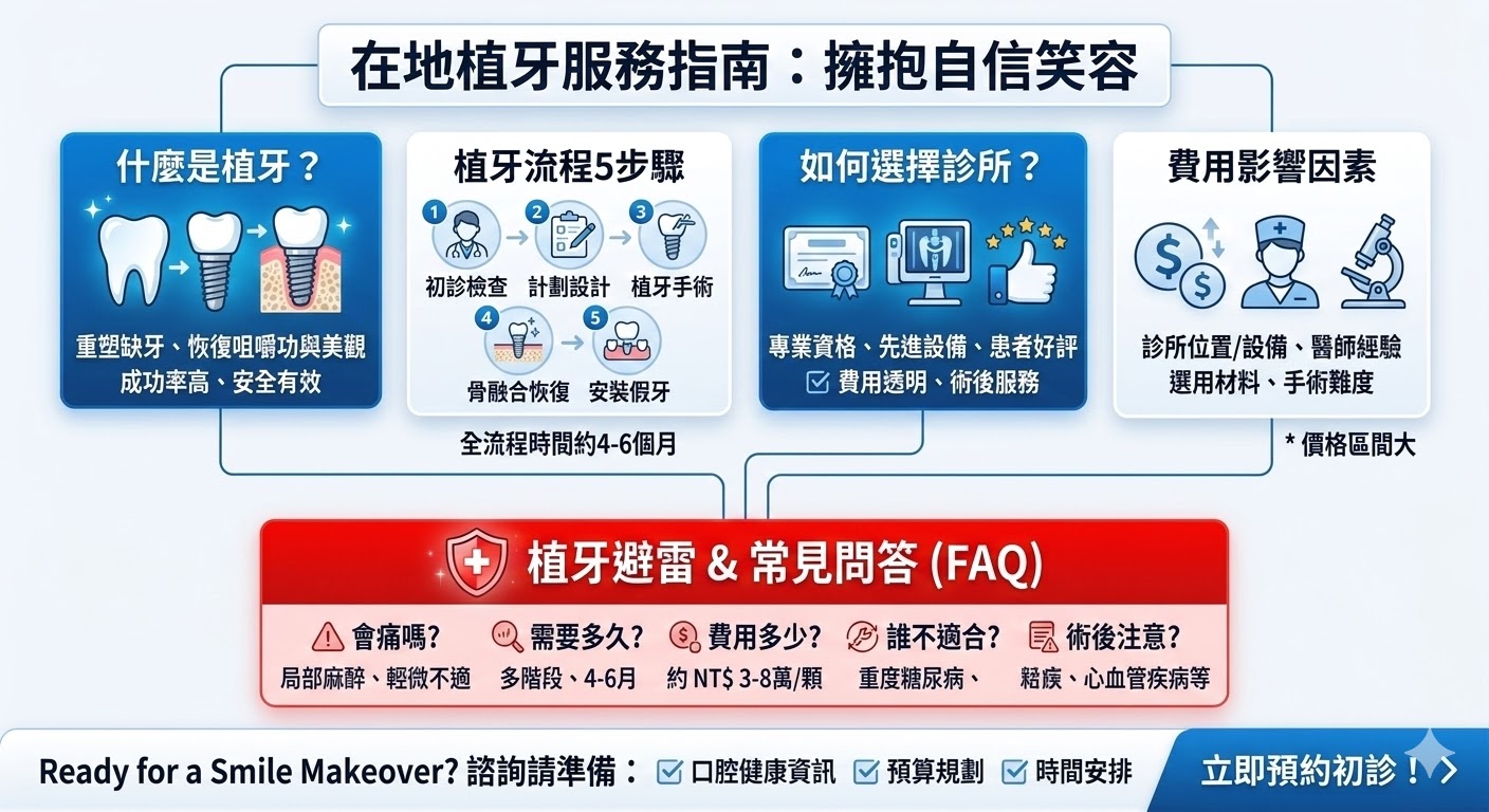 植牙是一種高效且成功率高的牙科手術，適用於缺牙的患者。透過將人工牙根植入牙床並安裝假牙，植牙不僅能恢復牙齒的功能，還能改善外觀與咀嚼能力。由於植牙手術能提供長期穩定的效果，因此越來越多患者選擇這種方式來替代傳統的假牙或牙橋。選擇適合的植牙診所，並選用優質的材料與專業牙醫師，能顯著提高手術成功率，達到理想的治療效果。